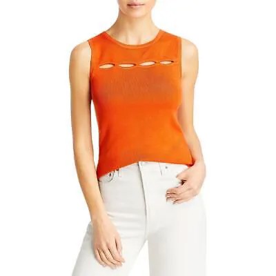 Женская оранжевая блуза в рубчик с круглым вырезом T Tahari S BHFO 6814
