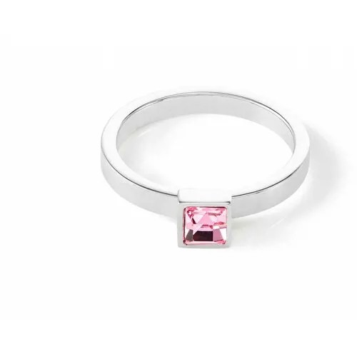 Кольцо Coeur de Lion, кристалл, размер 18, розовый, серебряный