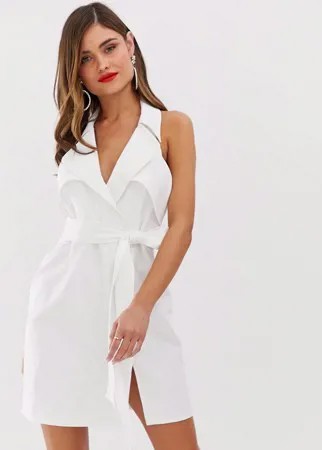 Платье-тренч мини из мягкого крепа с поясом ASOS DESIGN-Оранжевый