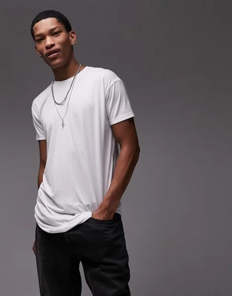 Белые удлиненные футболки Topman