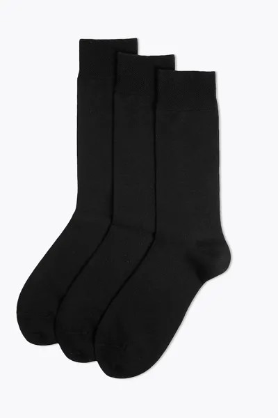 Носки из мериносовой шерсти, 3 пары Marks & Spencer, черный