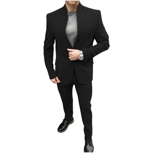 Костюм BANDA, пиджак и брюки, классический стиль, прилегающий силуэт, размер 48, черный