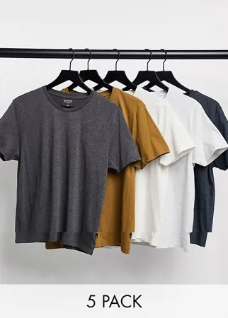 Набор из 5 футболок разных цветов Burton Menswear-Многоцветный