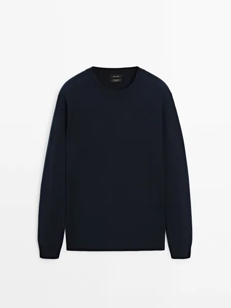 Джемпер с круглым вырезом из 100% кашемира Massimo Dutti, синий