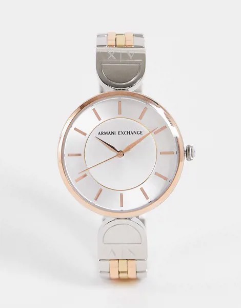 Часы-браслет с комбинированной металлической отделкой Armani Exchange AX5381-Серебристый