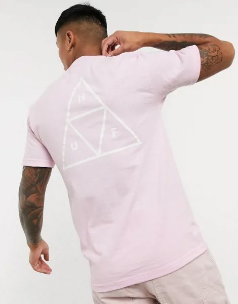 Розовая футболка HUF Essentials-Розовый