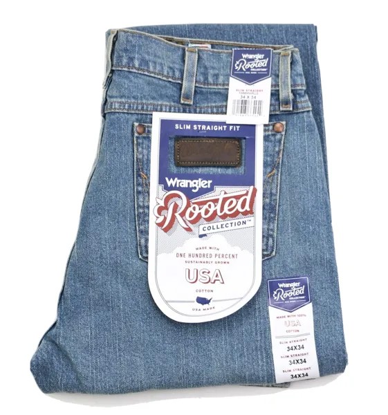 Мужские джинсы Wrangler, сделанные в США, зауженные прямые штанины, американский деним, размер W34 L34