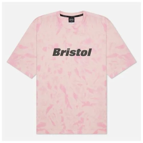 Мужская футболка F.C. Real Bristol Relax Fit Tie Dye Authnetic Logo розовый , Размер S