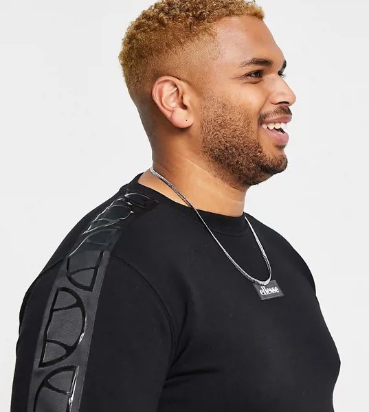 Черный свитшот с фирменной лентой ellesse plus-Черный цвет
