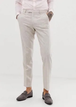 Узкие твидовые брюки с добавлением шерсти Harry Brown wedding-Кремовый