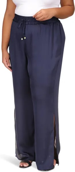 Однотонные брюки больших размеров с высоким разрезом MICHAEL Michael Kors, цвет Midnight Blue