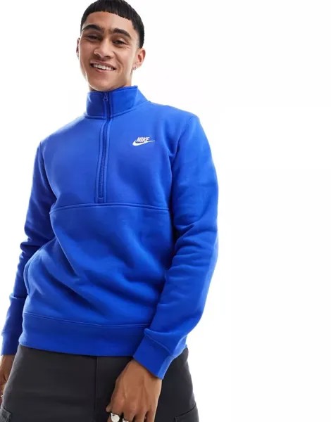 Темно-синяя толстовка с полумолнией Nike Club