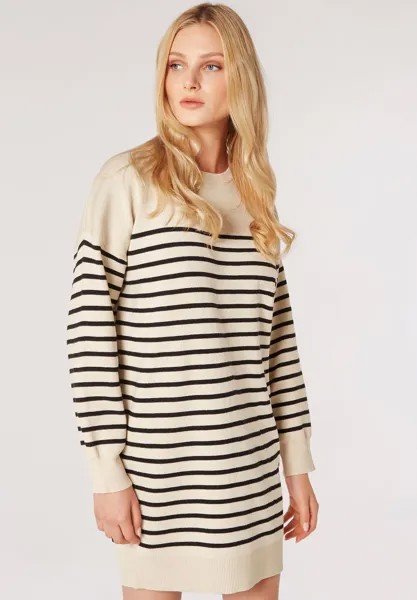 Трикотажное платье Stripe Crew Neck Apricot, цвет stone