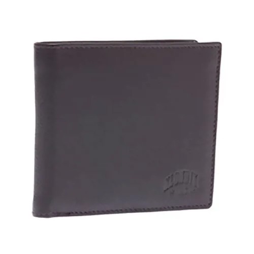 Бумажник Klondike, натуральная кожа, гладкая фактура, без застежки, на кнопках, 2 отделения для банкнот, отделения для карт и монет, коричневый, черный