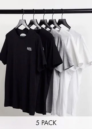 Комплект из 5 футболок черного, серого и белого цветов Von Dutch-Серый