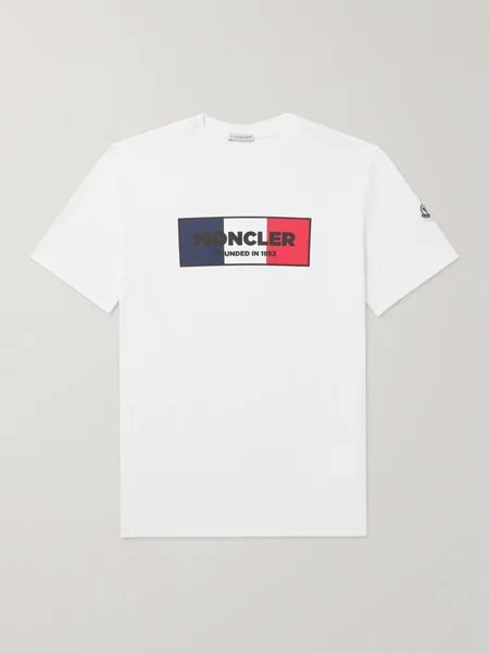 Облегающая футболка из хлопкового джерси с логотипом MONCLER, белый