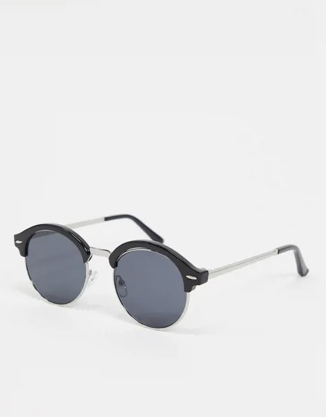 Черные круглые солнцезащитные очки в стиле ретро New Look-Черный