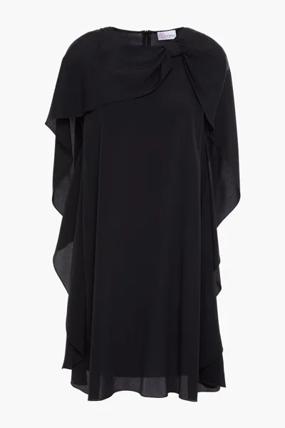 Платье мини из крепдешина с эффектом кейпа REDVALENTINO, черный