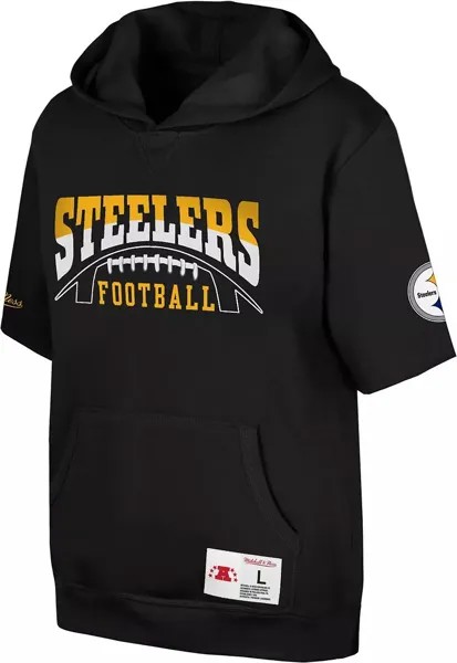 Черный пуловер с капюшоном Mitchell & Ness Youth Pittsburgh Steelers Wordmark