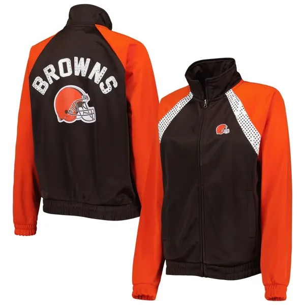 Женская спортивная куртка G-III 4Her by Carl Banks коричнево-оранжевая Cleveland Browns Confetti с молнией во всю длину и регланом G-III