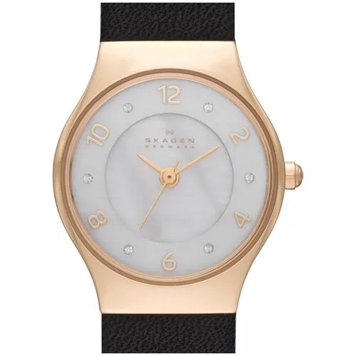 Наручные часы SKAGEN Leather, золотой, серебряный