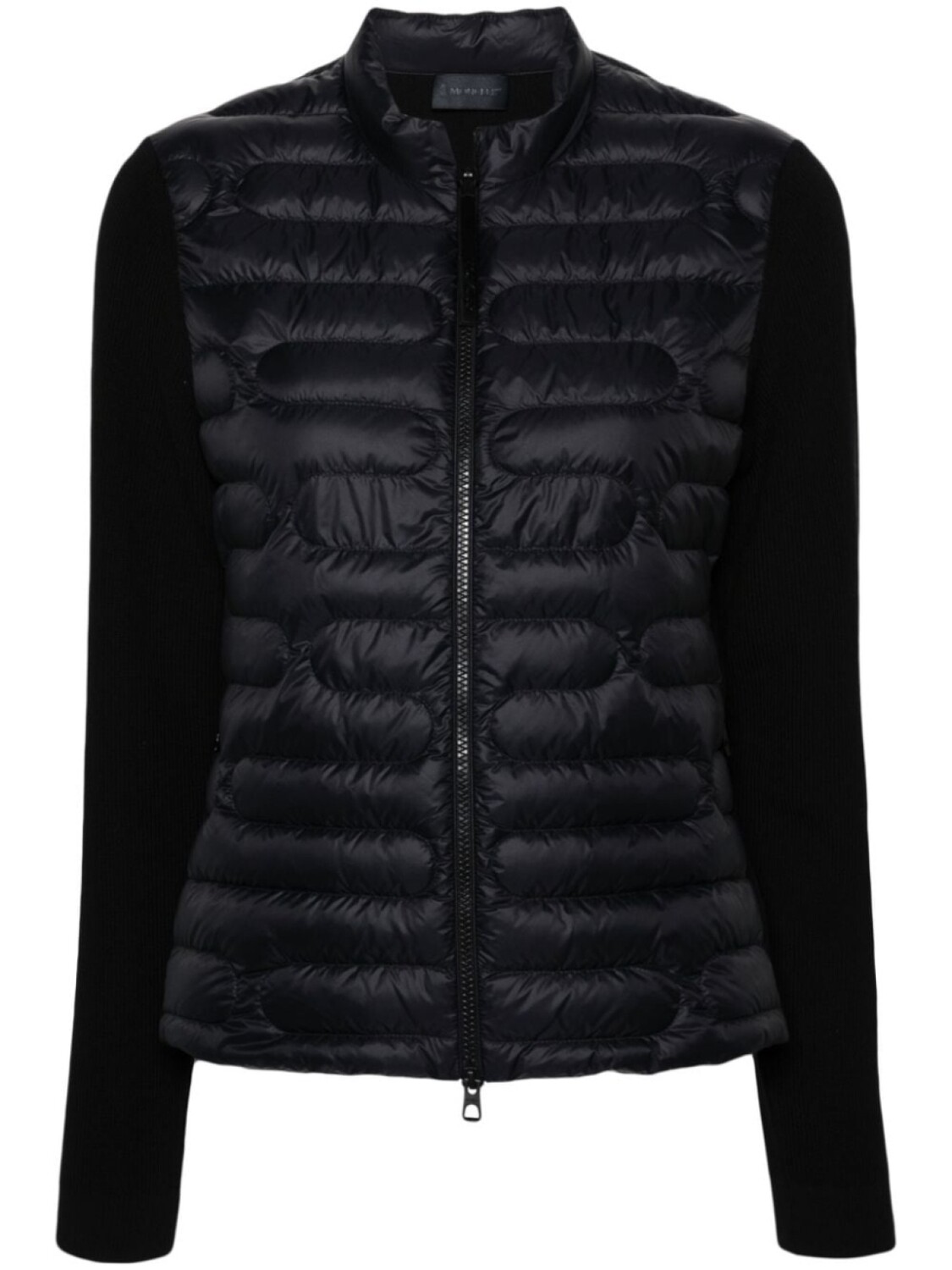 Moncler стеганая куртка с нашивкой-логотипом, черный