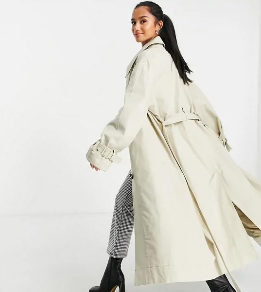 Светло-бежевый тренч с острым воротником ASOS DESIGN Petite-Светло-бежевый цвет