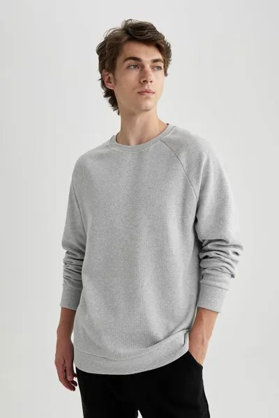 Рельефный свитер с рукавами реглан Defacto, серый