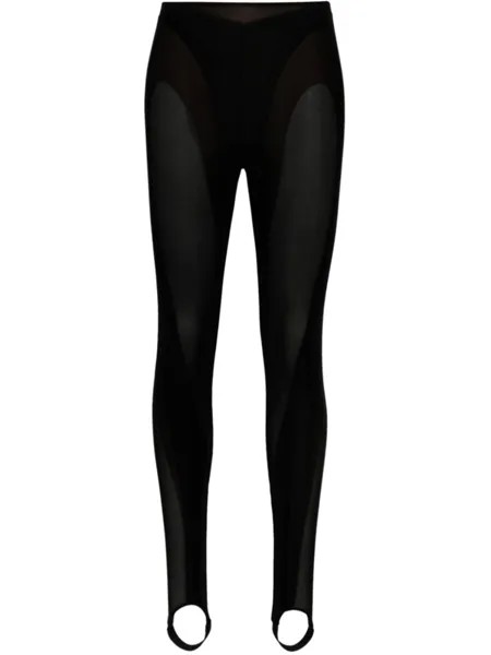 Легинсы с сетчатыми вставками Mugler, черный