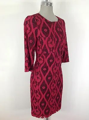 Marc New York Andrew Marc NWT Малиновое кружевное платье с черной подкладкой, женское, размер 10