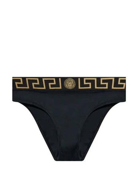 Versace плавки бикини с логотипом на талии, черный