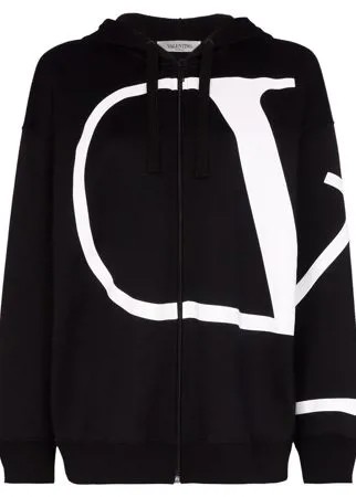 Valentino худи на молнии с логотипом VLogo