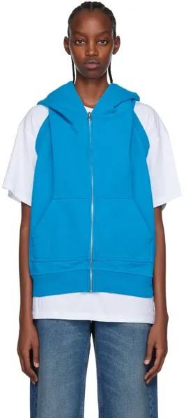 Синий худи с вырезом MM6 Maison Margiela