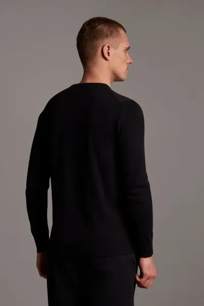 Черный хлопковый свитер с круглым вырезом Lyle & Scott, черный