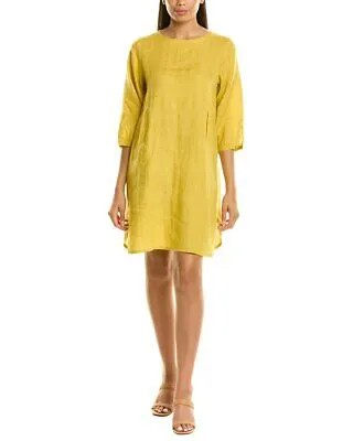 Льняное платье прямого кроя гранатового цвета с шафраном, женское желтое, размера XS