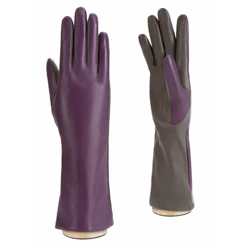 Перчатки ELEGANZZA, размер 6.5, фиолетовый, серый