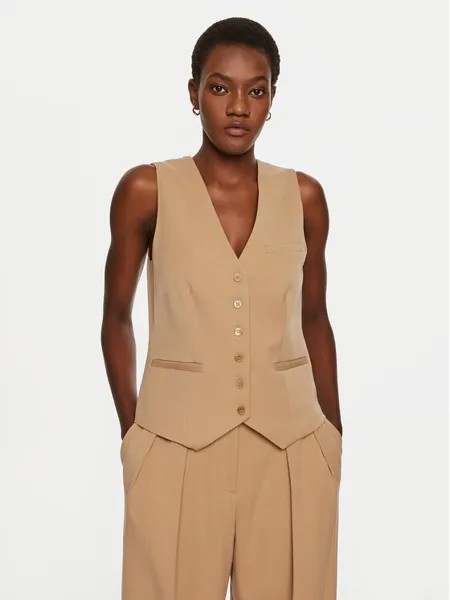 Костюмный жилет regular fit Staud, бежевый