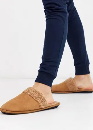 Коричневые слиперы с подкладкой из искусственного меха New Look-Светло-коричневый
