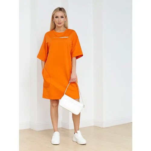 Платье-футболка Jetty, повседневное, свободный силуэт, размер 44, оранжевый