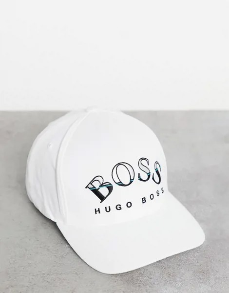 Белая кепка с логотипом BOSS-Белый