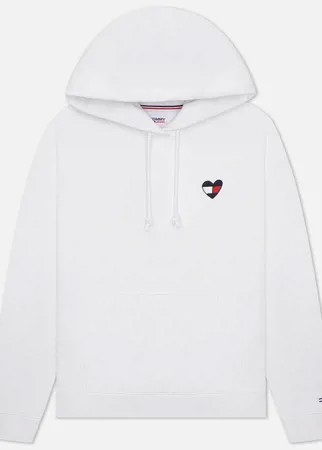 Женская толстовка Tommy Jeans Boxy Homespun Heart Hoodie, цвет белый, размер XS