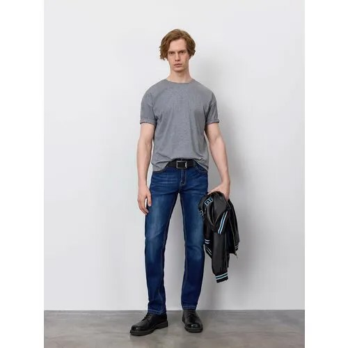 Джинсы JUST CLOTHES, размер 34/32, синий/коричневая строчка