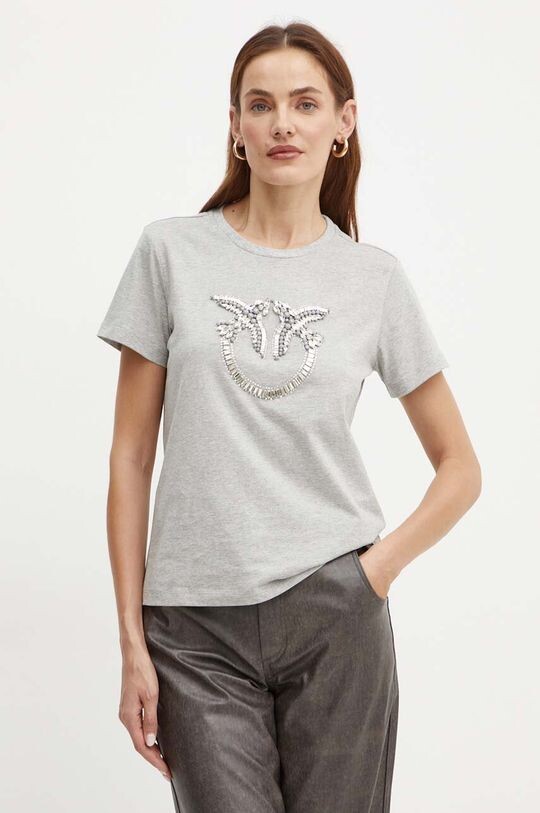 Хлопковая футболка Pinko, серый