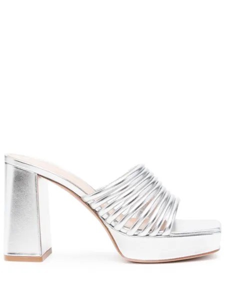 Gianvito Rossi мюли Lena 100 с эффектом металлик, серебристый