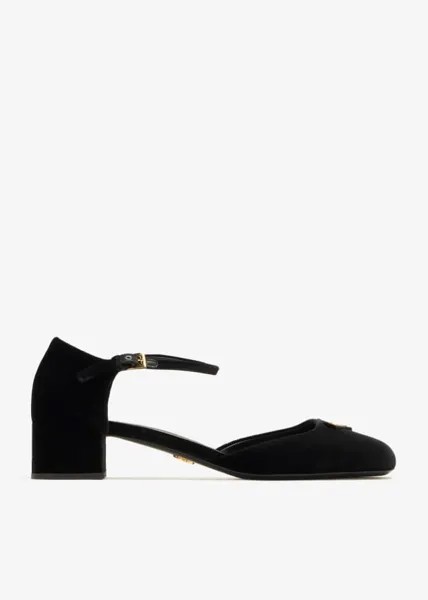 Туфли Prada Open-Sided Velvet, черный