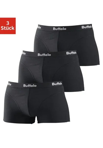 Боксеры Buffalo (3 шт. в упаковке), хипстерского кроя, с оверлочными швами спереди, черный