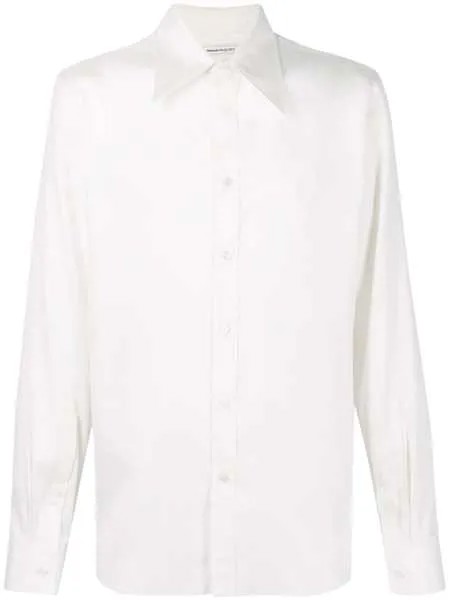 Alexander McQueen атласная рубашка с заостренным воротником