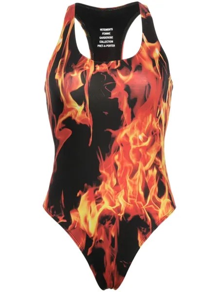 VETEMENTS купальник Fire с открытой спиной, мультиколор