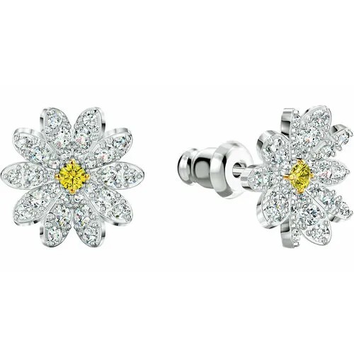 Серьги пусеты SWAROVSKI, кристаллы Swarovski, размер/диаметр 15 мм, серебряный