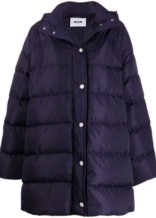 MSGM пуховик с логотипом и капюшоном